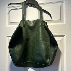 Green Leather Made in Italy Tote